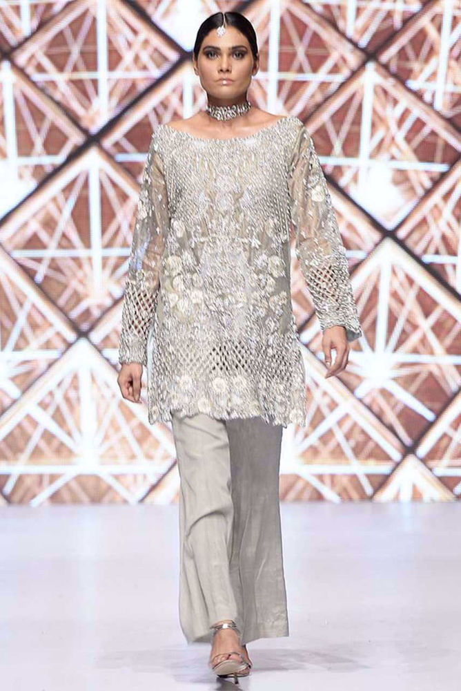 Deepak Perwani. Silver net shirt (KTD3038)