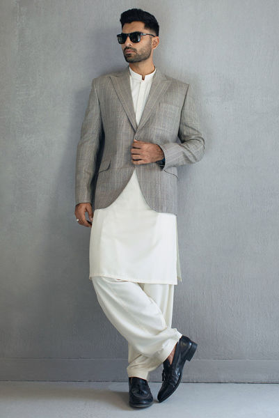 Shalwar kameez with blazer sales mens